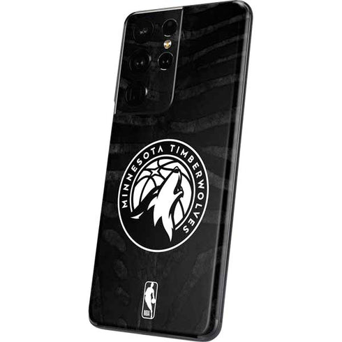 NBA Minnesota Timberwolves Black Animal Print Galaxy S21 Ultra 5G Skin